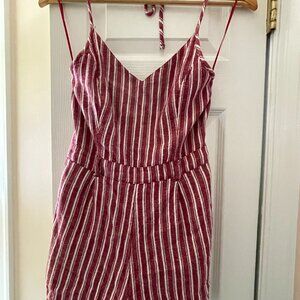 Hollister Red & White Striped Romper - XS (belt missing)